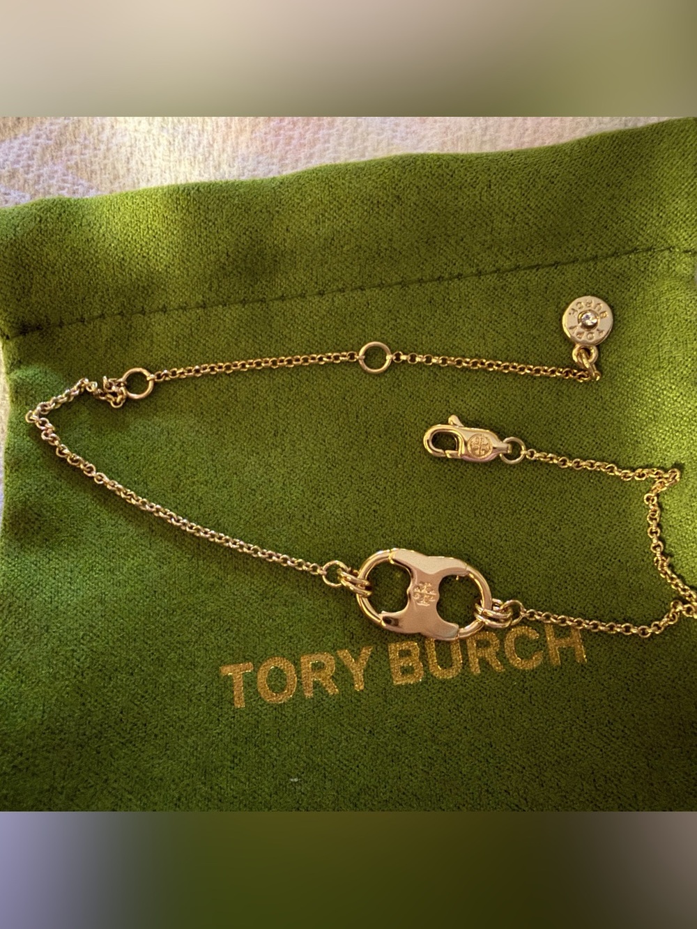 Tory Burch Gold-Tone Logo infinity style Bracelet